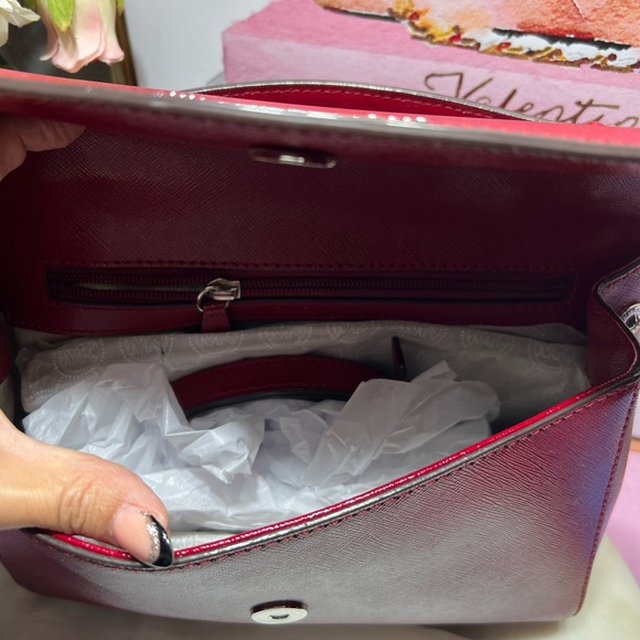 Michael Kors Ava Saffiano Leather Crossbody Bag "Cherry Red NWOT - Picture 6 of 11